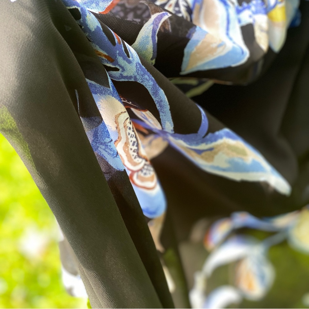 Black & White Co. Dress - Black with blue & yellow flowers